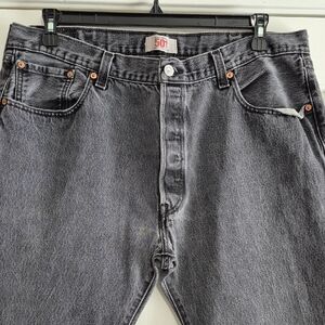 Levis 501 Jeans Men 40 X 32 Faded Black Button Fly